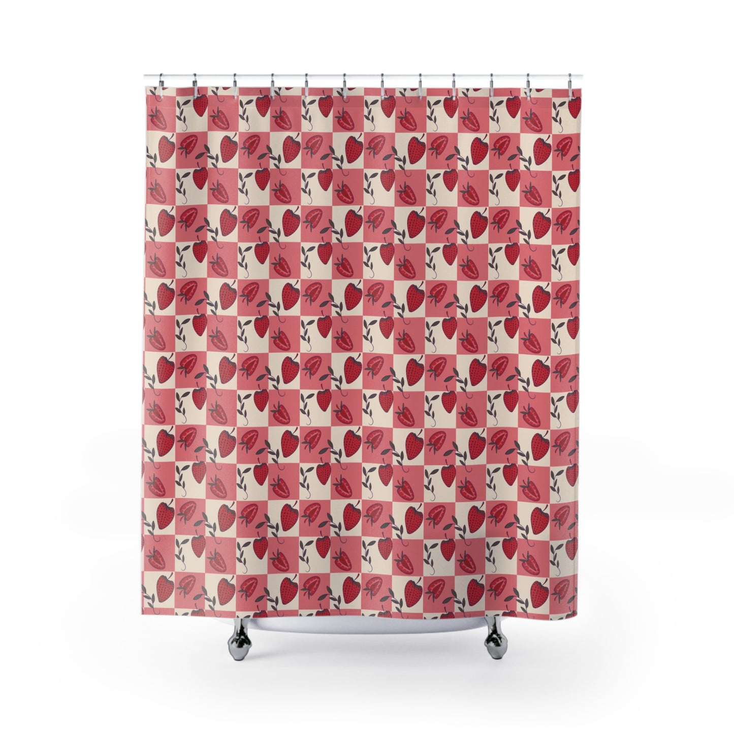 Strawberry Checkers Shower Curtains