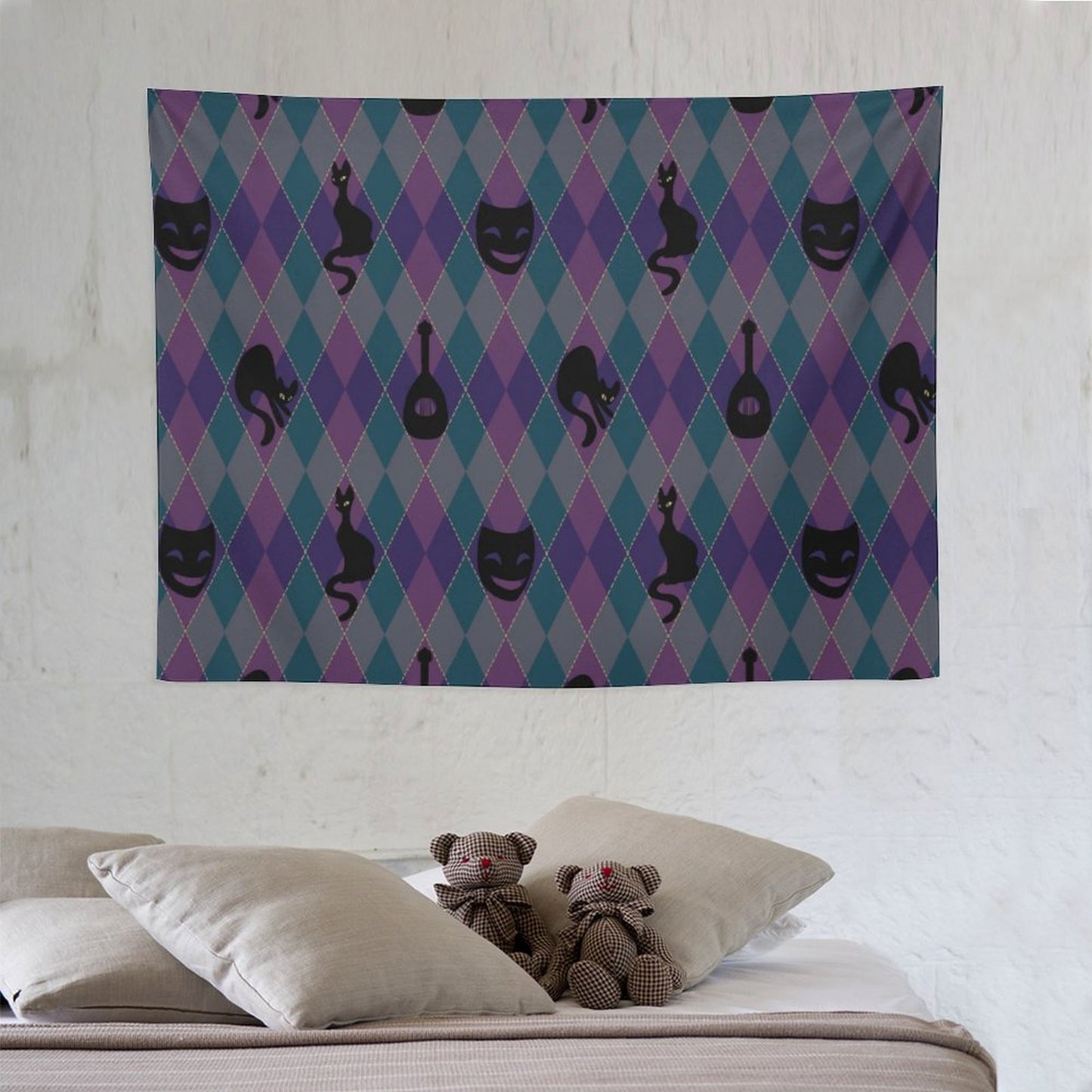 Catty Troubadour Horizontal Tapestry--30x40 in/ 40x60 in