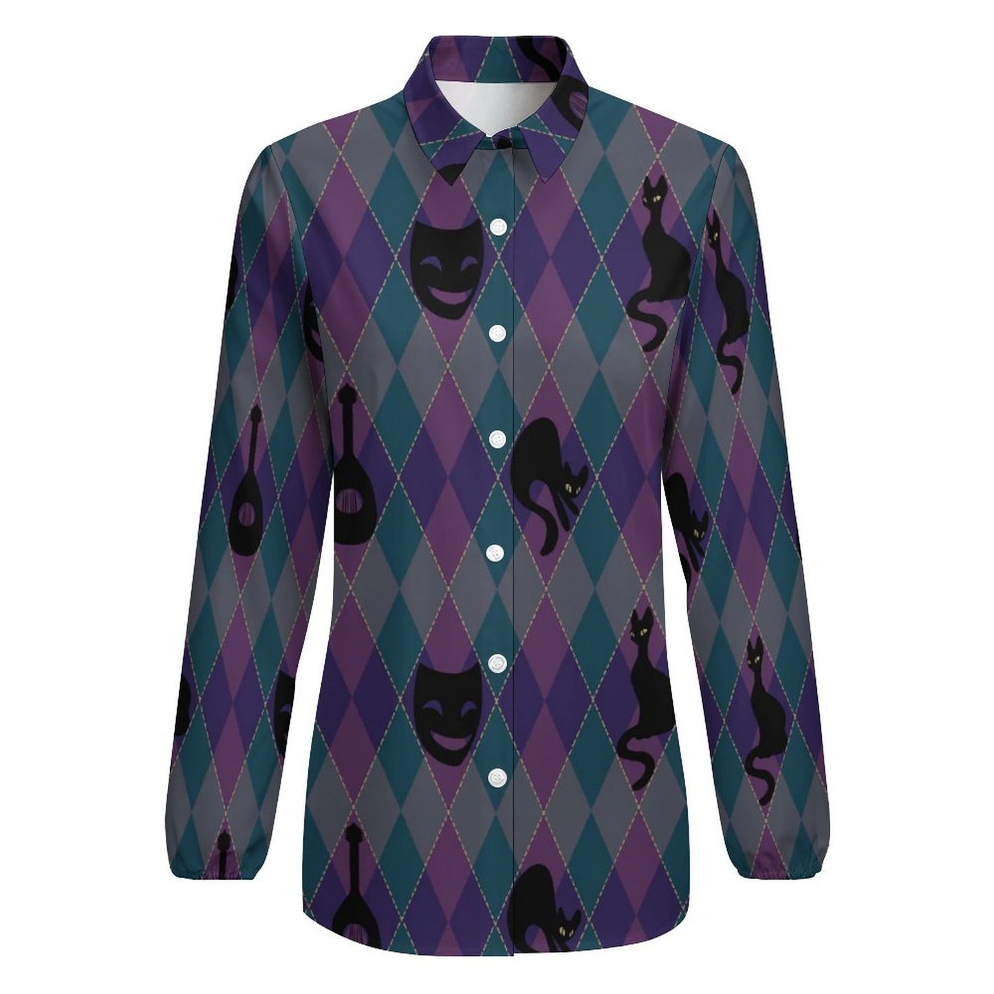 Catty Troubadour Casual Long Sleeve Vintage Tour Shirt HS (All-Over Printing)