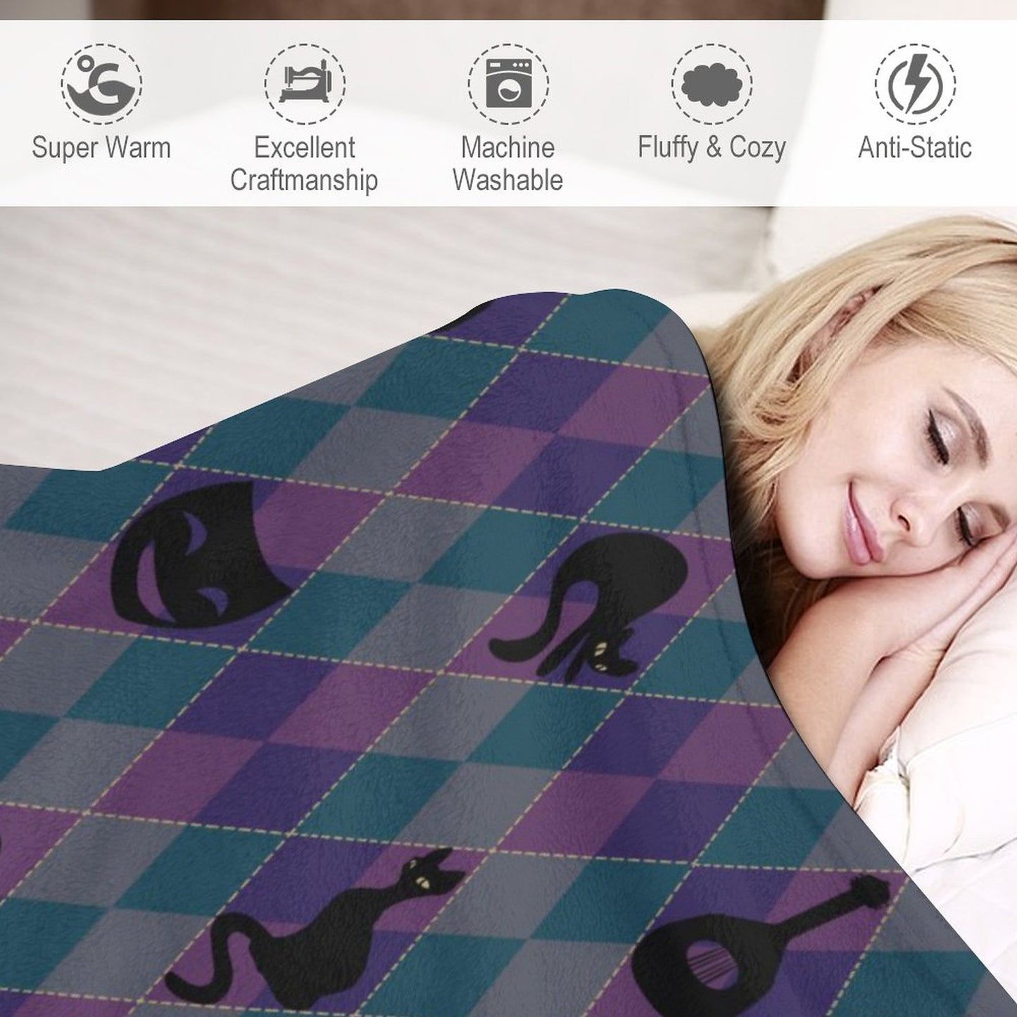 Catty Troubadour 280gsm Flannel Blanket-60"x80" (Dual-sided Printing)