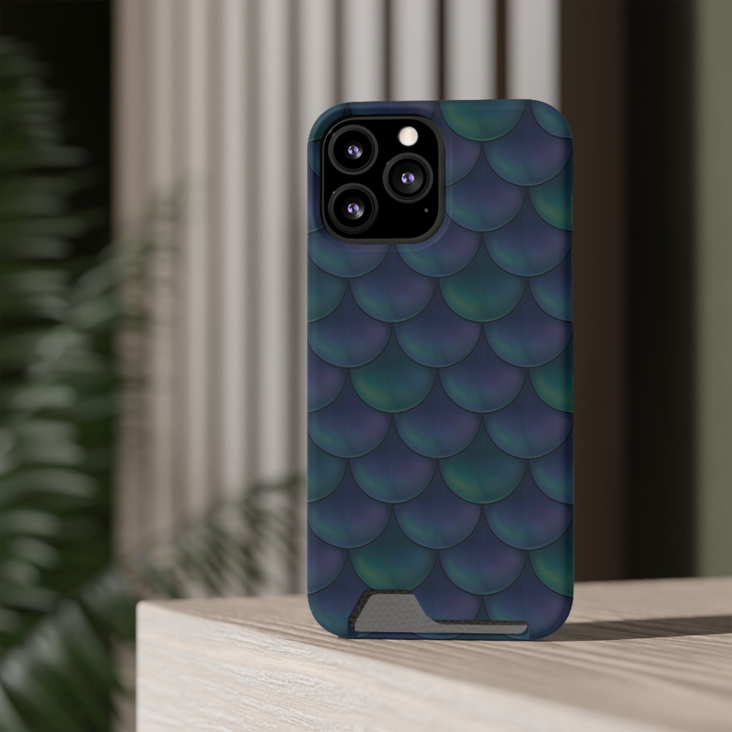 Blue Dragon Scale Phone Case With Card Holder