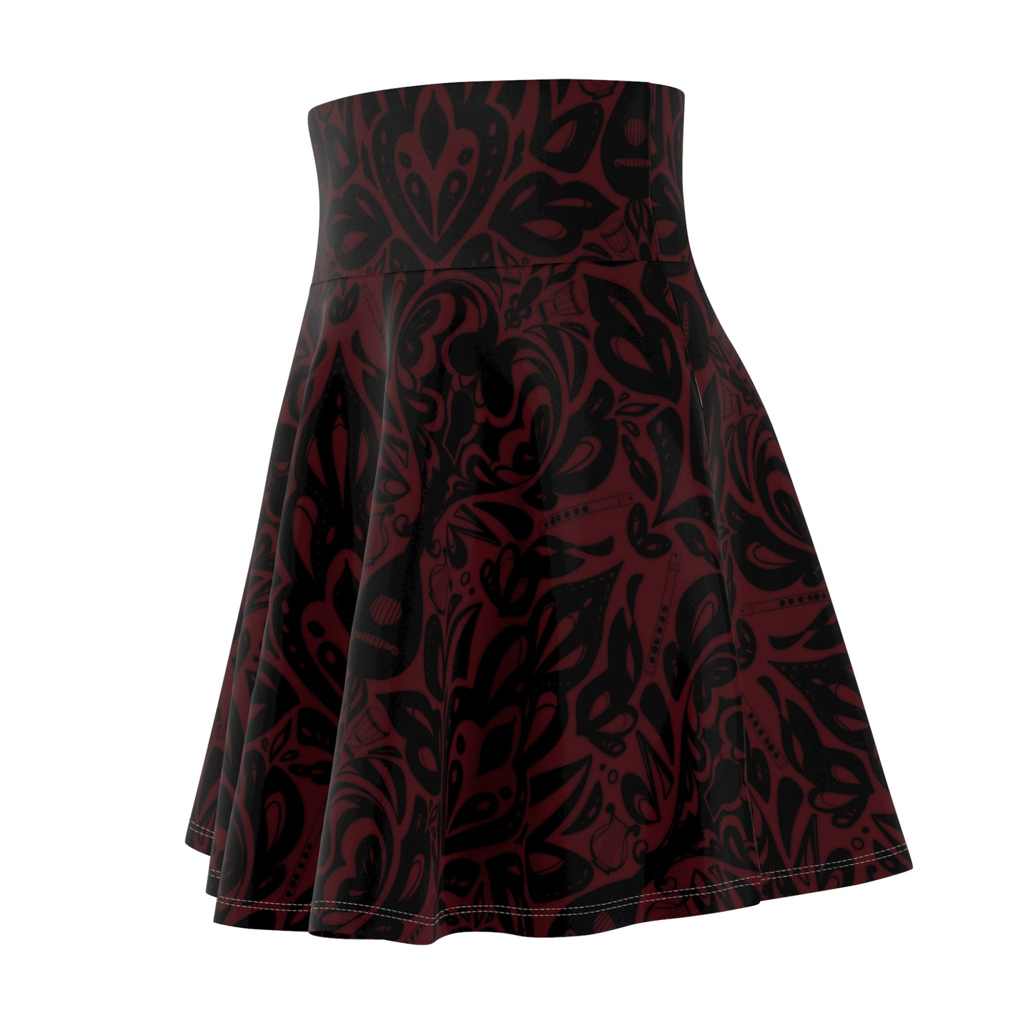 Dark Red Bard A-Line Stretchy Skater Skirt