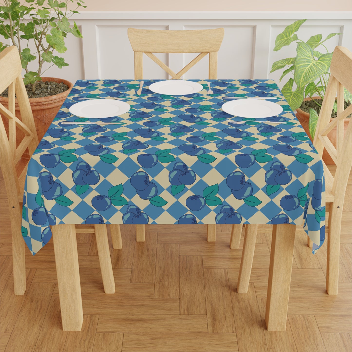 Blueberry Checkers Tablecloth