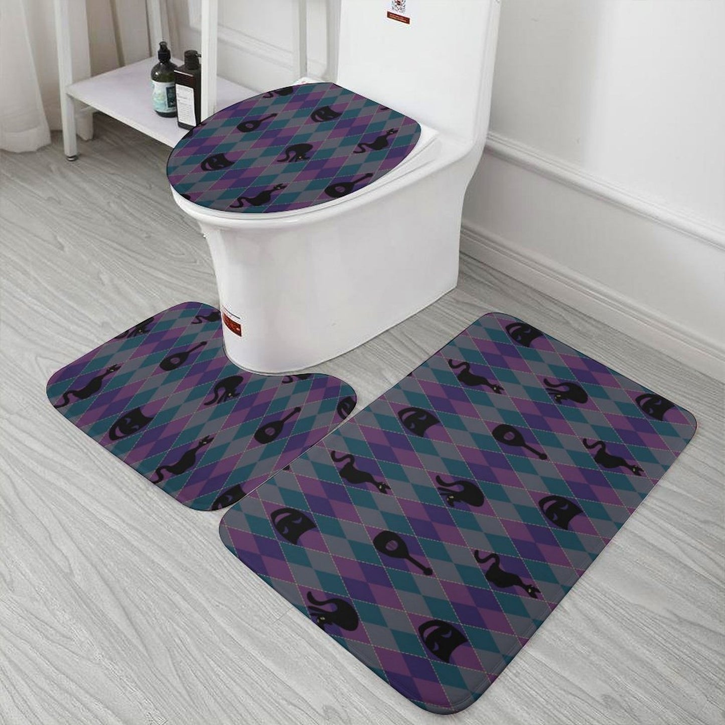 Catty Troubadour Coral Velvet Restroom Rug Set of 3-15.7"x23.6"/ 40x60cm
