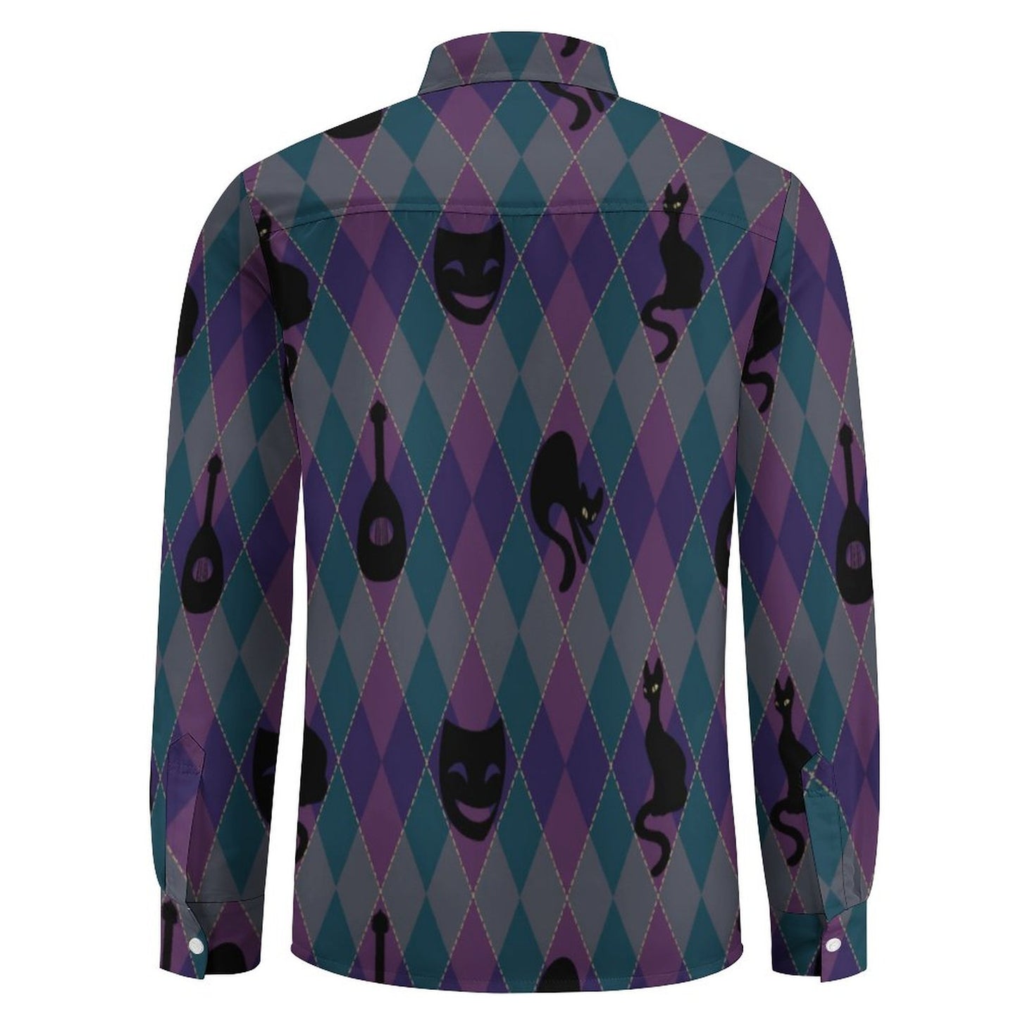 Catty Troubadour Men's Long Sleeve Shirt with Pocket LS (All-Over Printing)