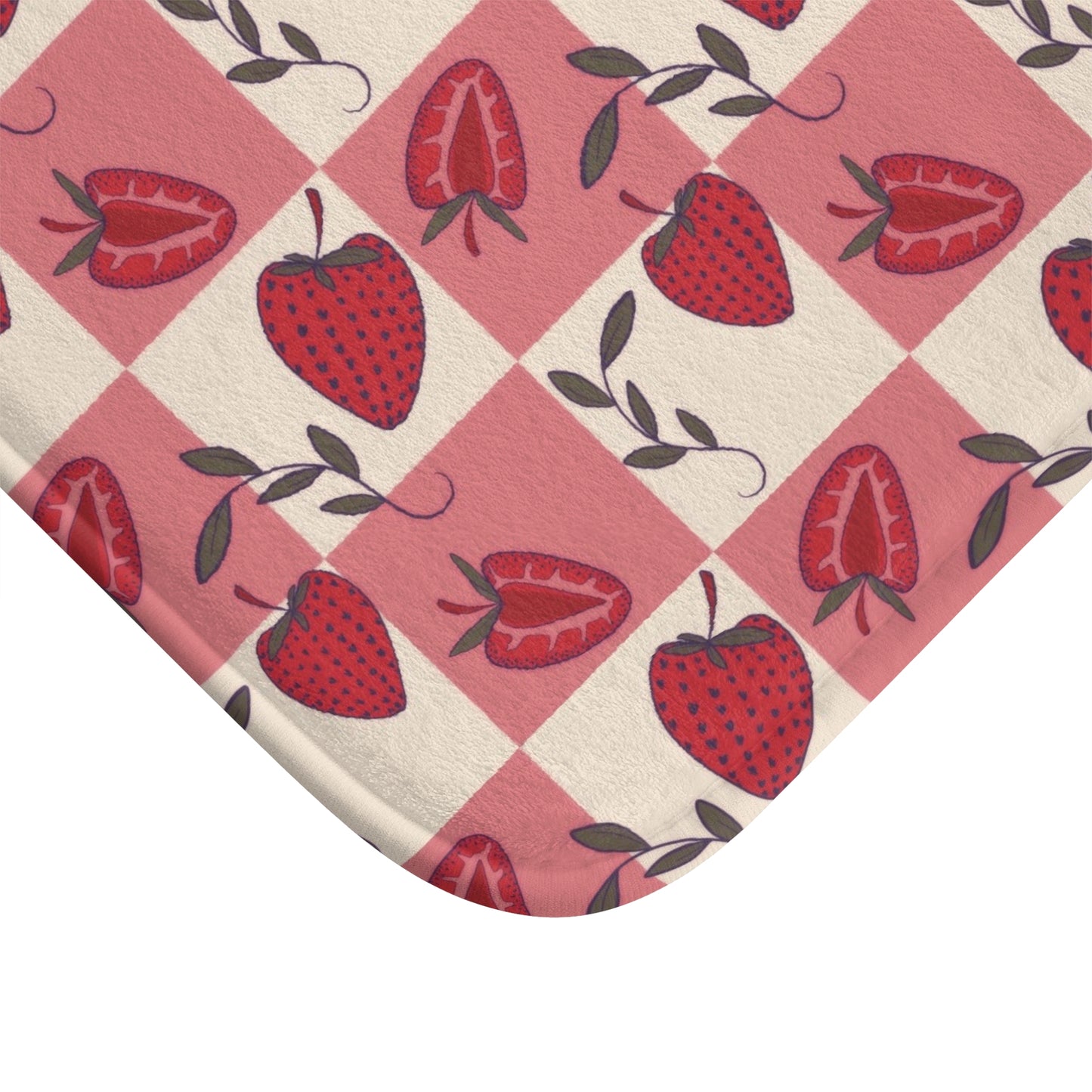 Strawberry Checkers Bath Mat