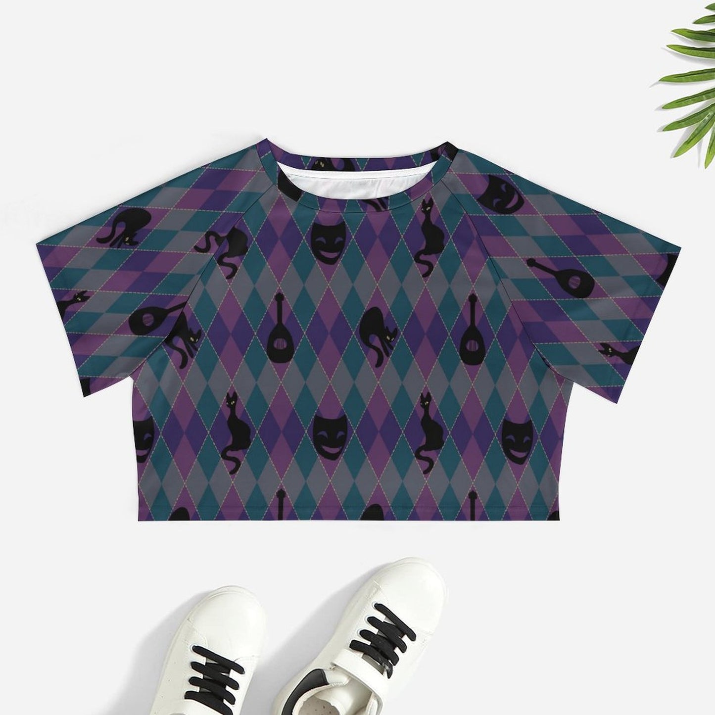 Catty Troubadour Short Sleeve Navel Shirt Baby Tee NT29 (All-Over Printing)
