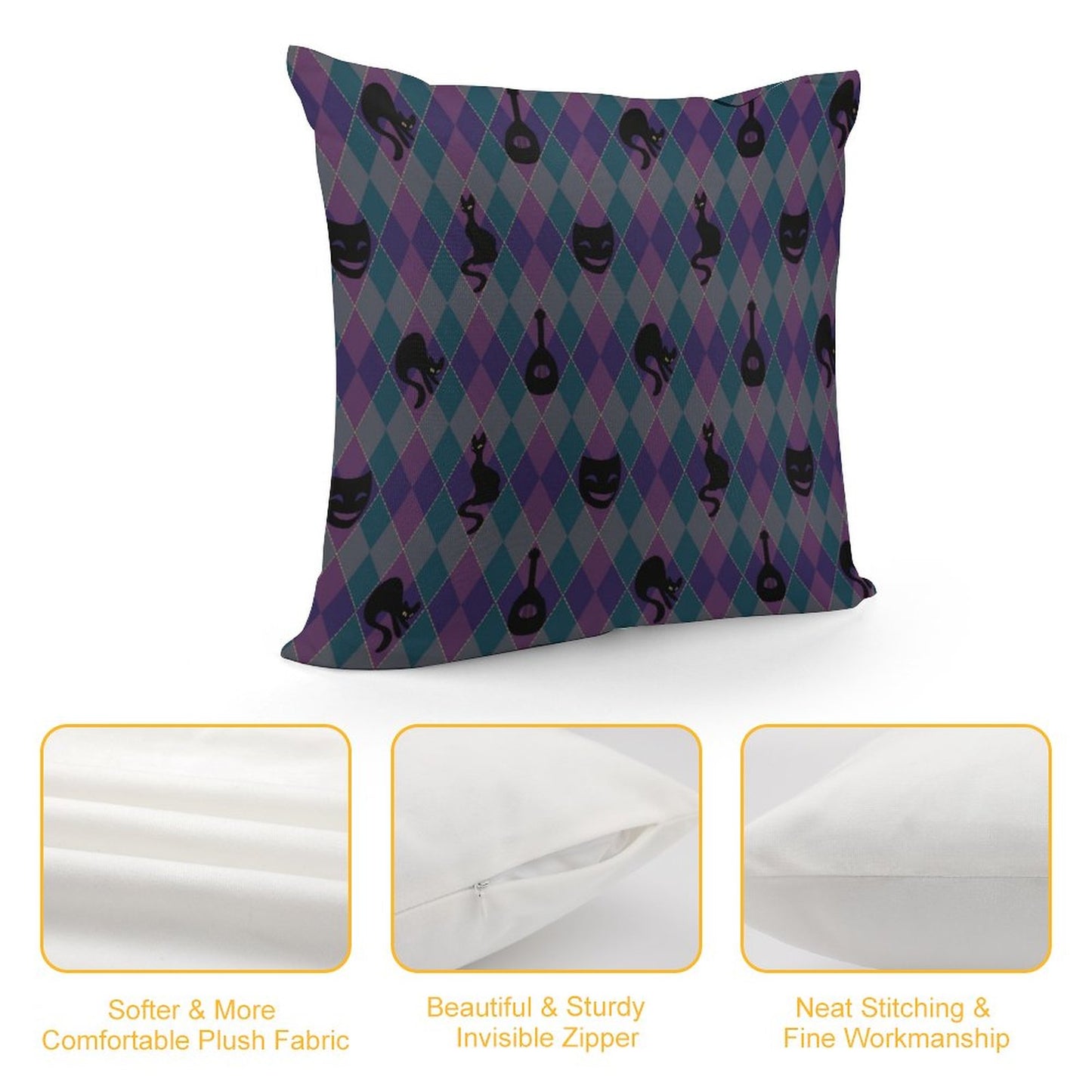 Catty Troubadour Square Plush Throw Pillow Cover (Pillow Excluded) (Dual-sided Printing)