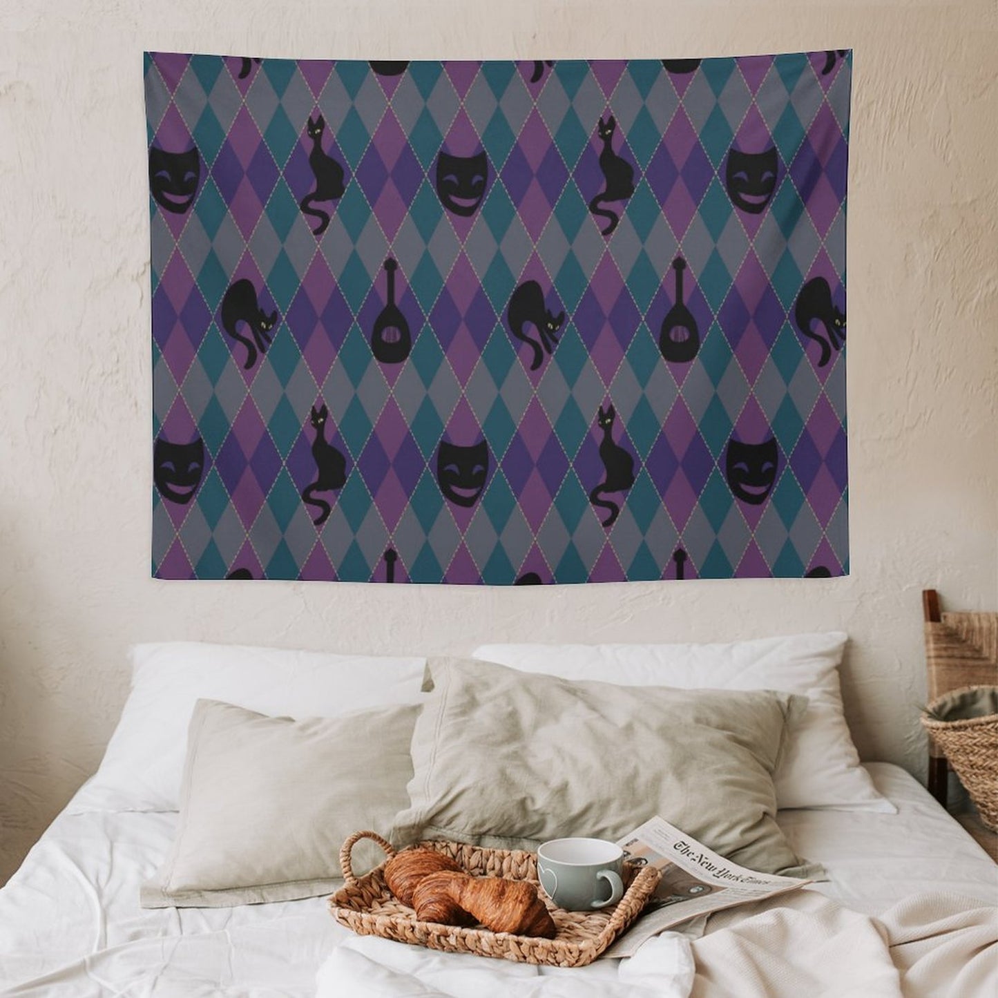 Catty Troubadour Horizontal Tapestry--30x40 in/ 40x60 in