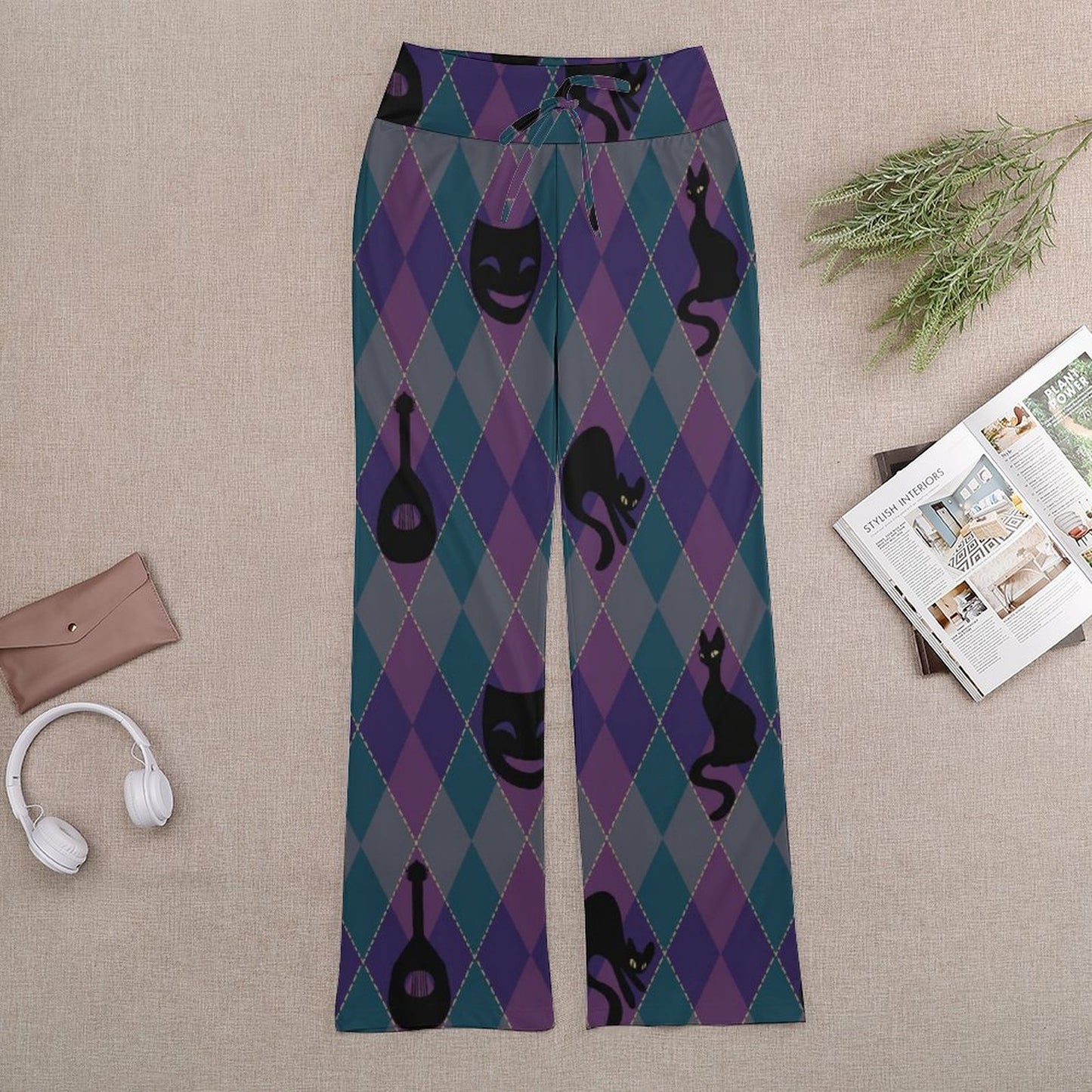 Catty Troubadour Personalized Drawstring Yoga PantsxP with Straight Baggy (All-Over Printing)