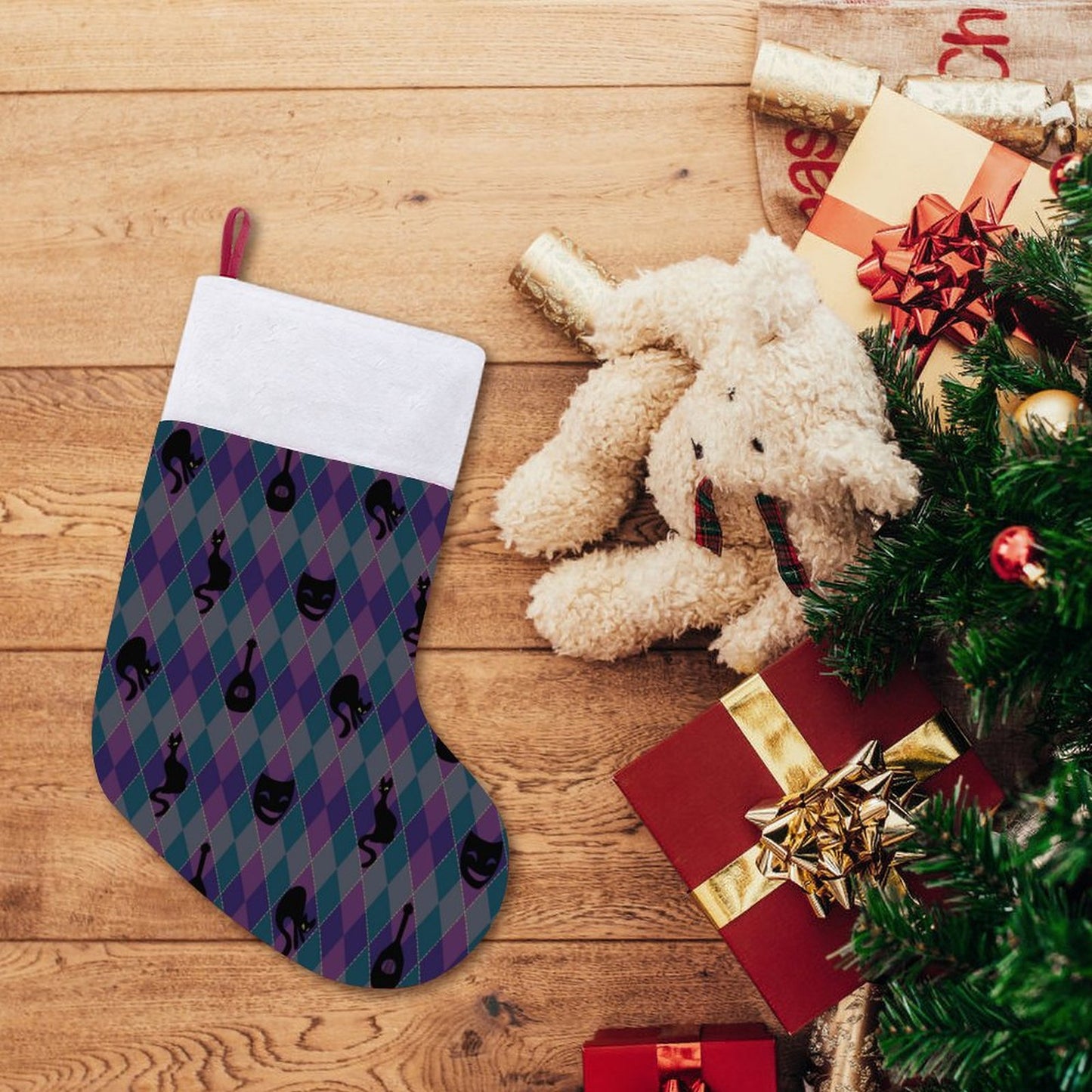 Catty Troubadour Personalized Santa Stocking