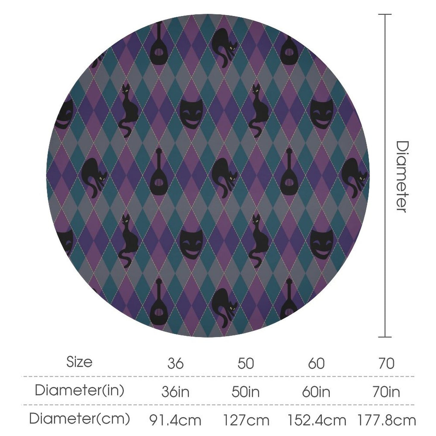 Catty Troubadour Round Tablecloth on Round Table