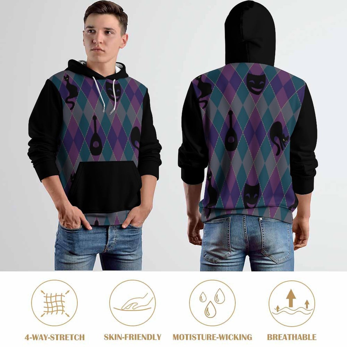Catty Troubadour 230gsm Printed Hoodie for Men (All-Over Printing)