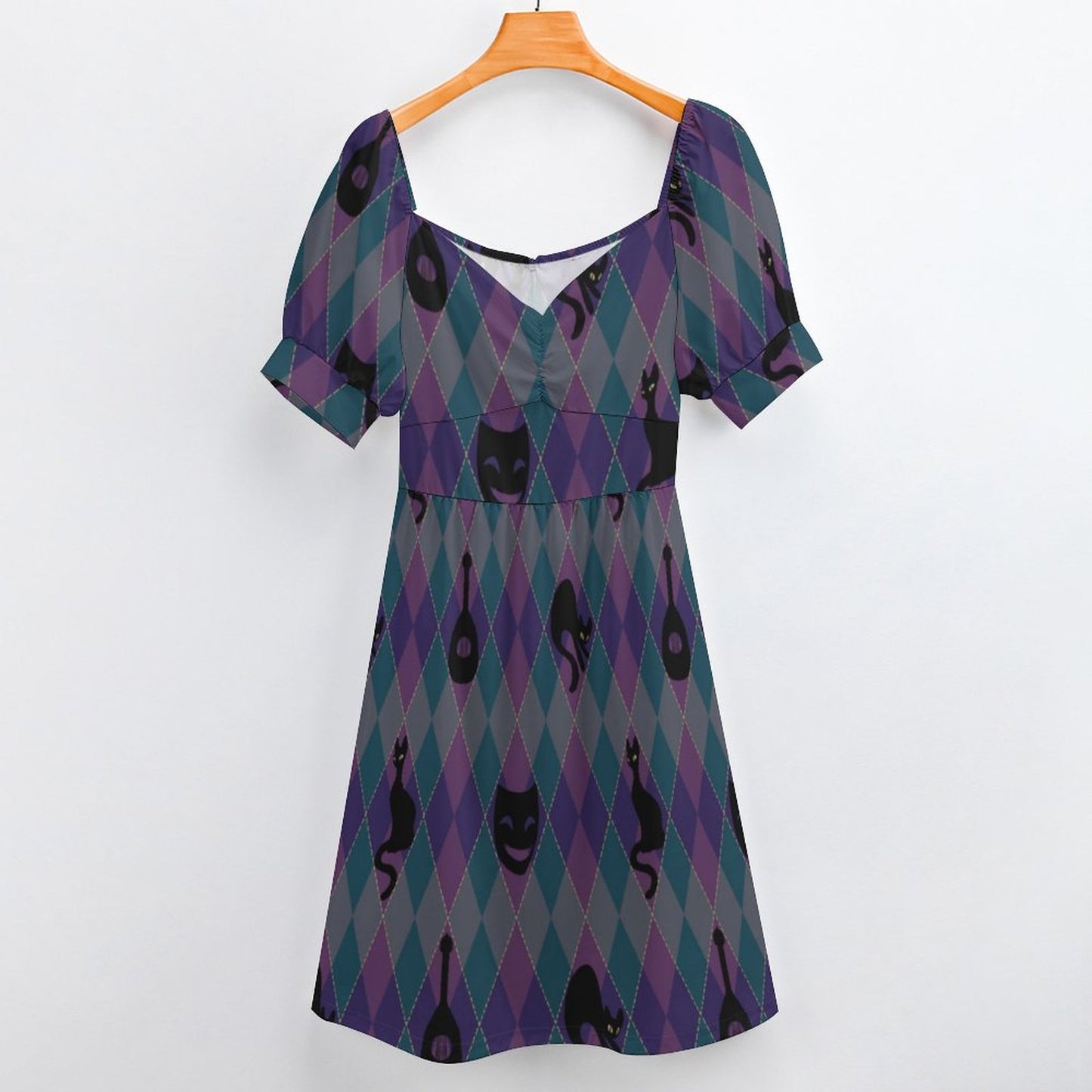 Catty Troubadour Short Sleeve V Neck Lovely Dress B271 (All-Over Printing)