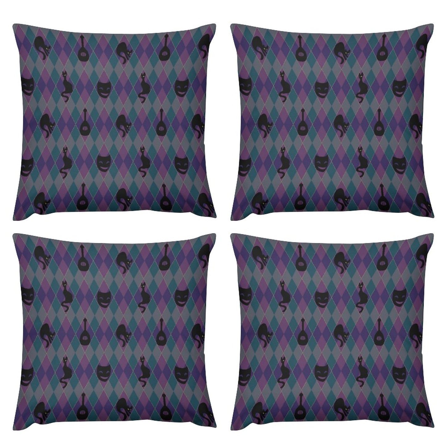 Catty Troubadour Plush Pillowcase Set of 4