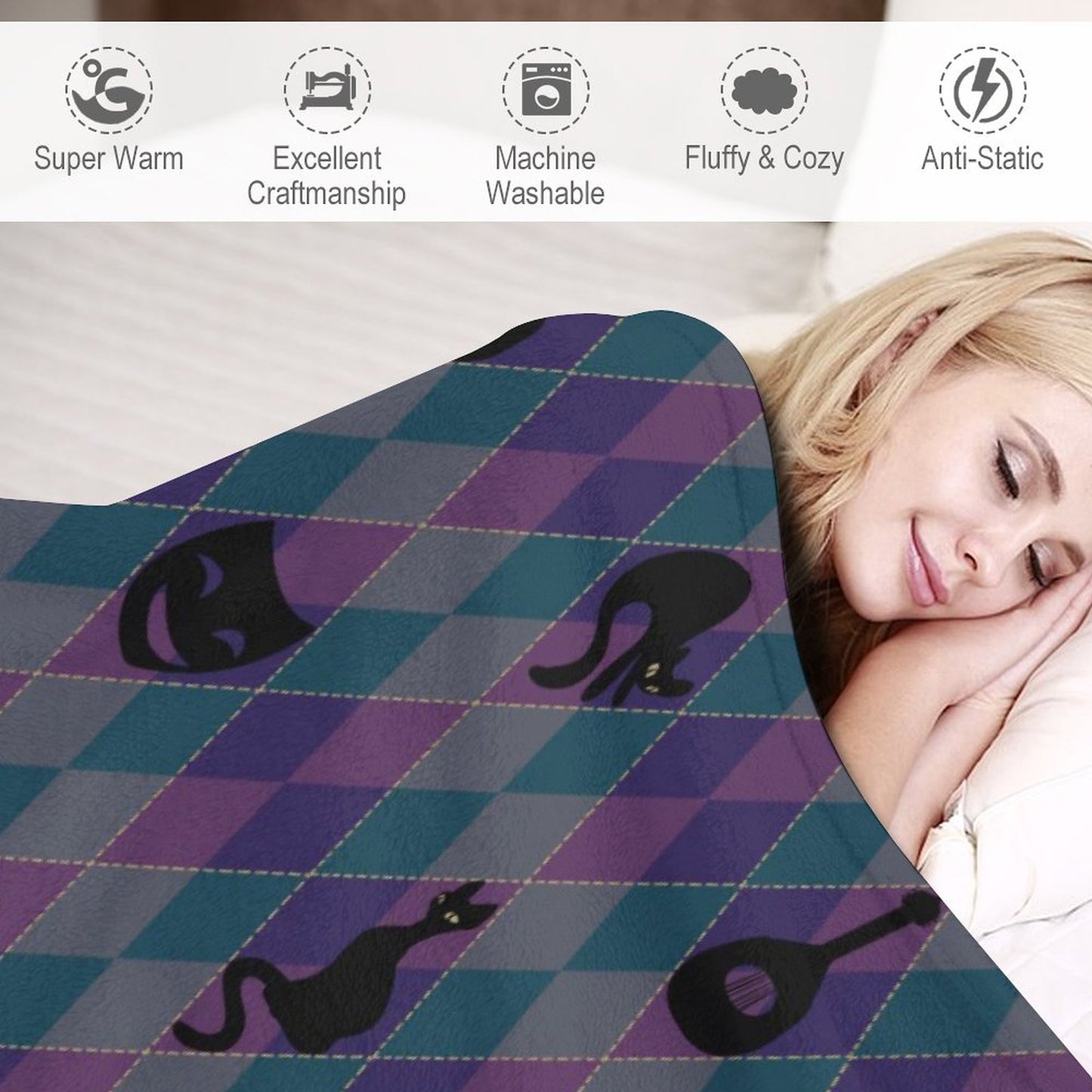 Catty Troubadour 280gsm Flannel Blanket-30"x40" (Dual-sided Printing)