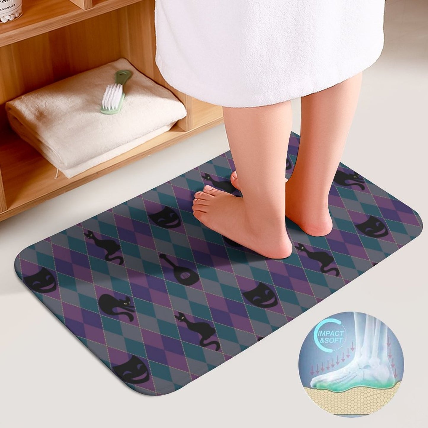 Catty Troubadour Coral Velvet Restroom Rug Set of 3-15.7"x23.6"/ 40x60cm