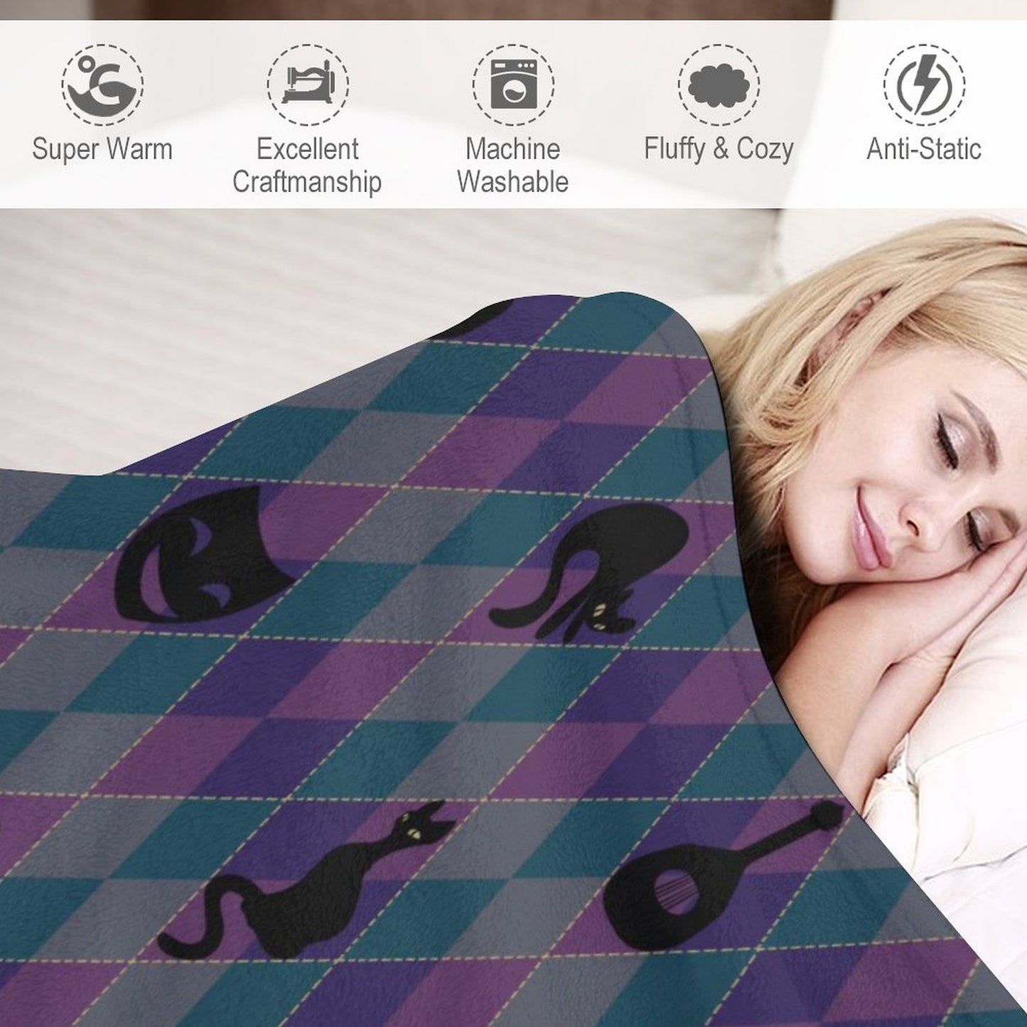 Catty Troubadour 280gsm Flannel Blanket-50"x60" (Dual-sided Printing)