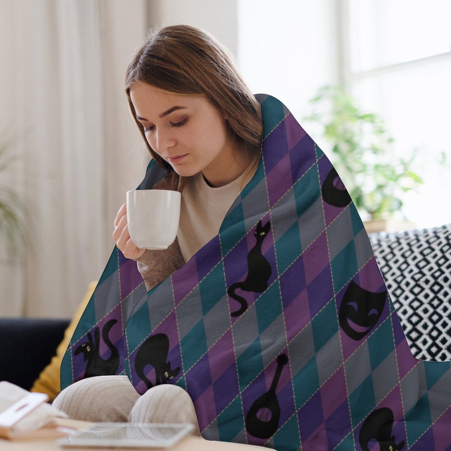 Catty Troubadour 250gsm Flannel Throw Blanket-60"x80"