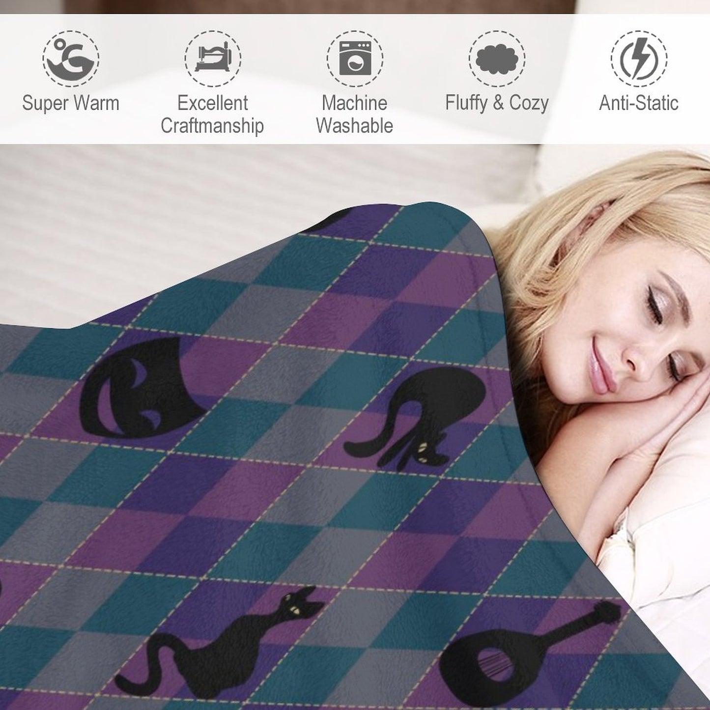 Catty Troubadour 280gsm Flannel Blanket-40"x50" (Dual-sided Printing)