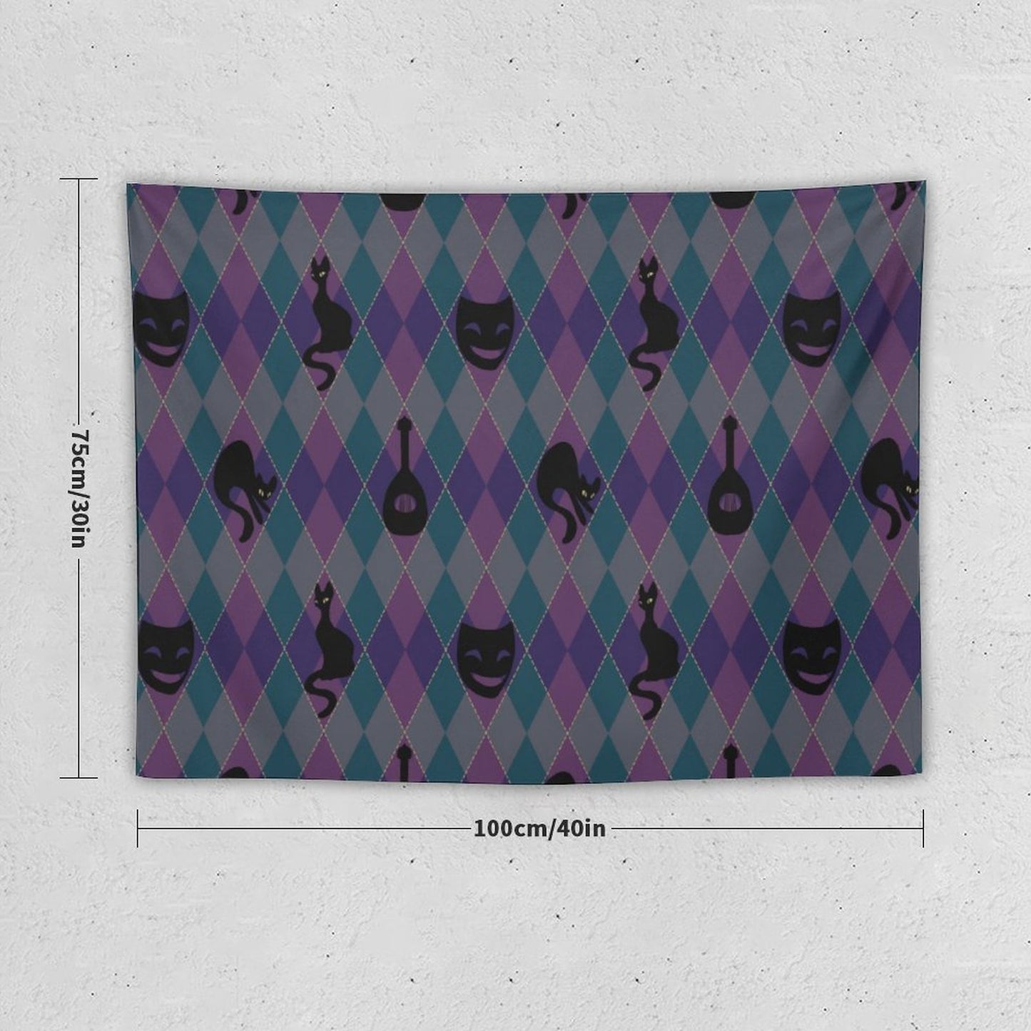 Catty Troubadour Horizontal Tapestry--30x40 in/ 40x60 in