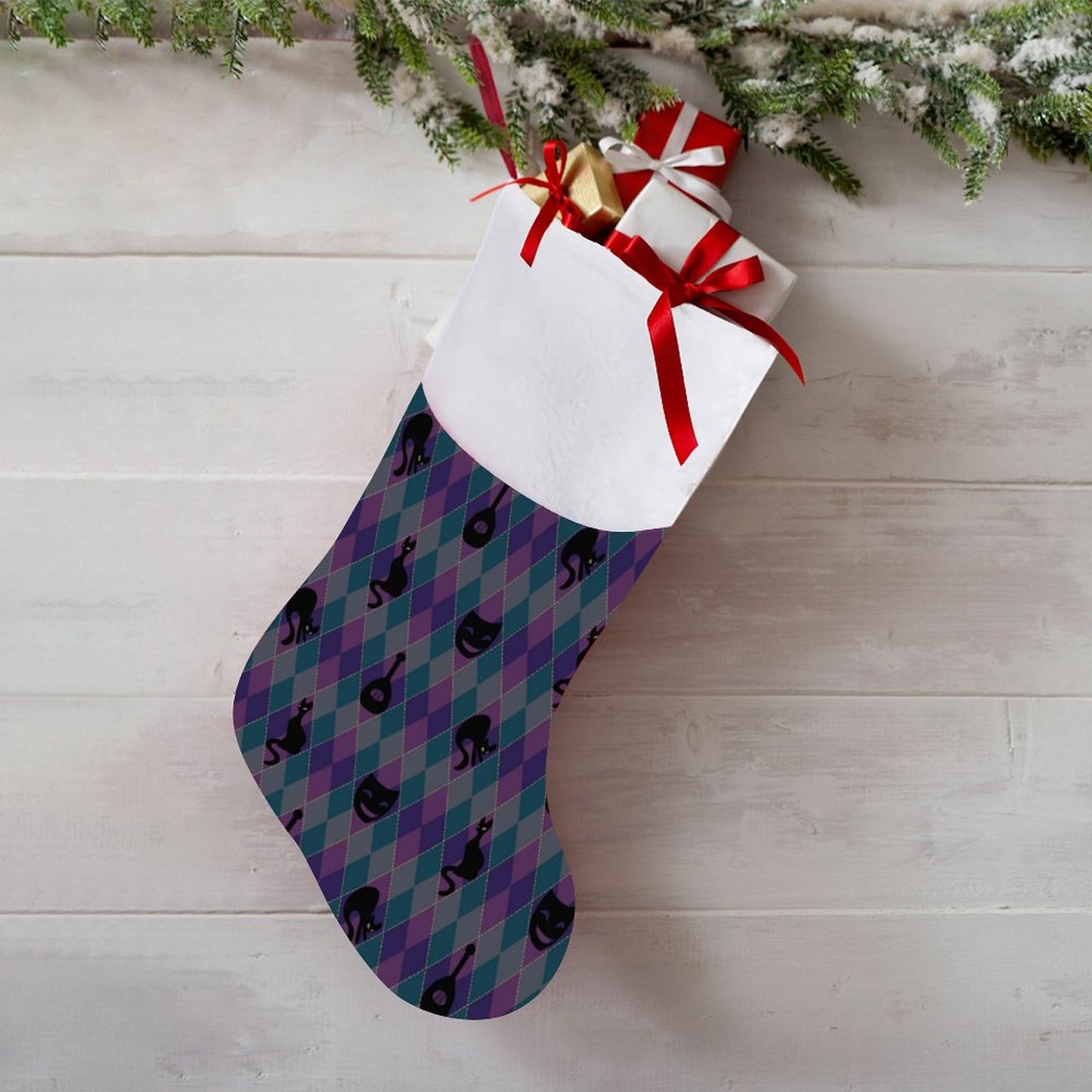 Catty Troubadour Personalized Santa Stocking