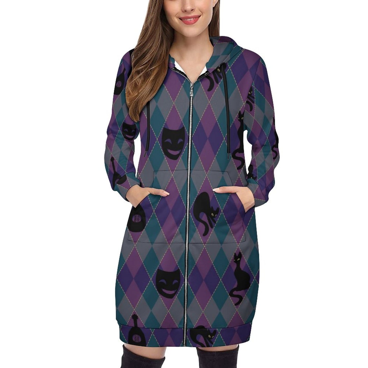 Catty Troubadour 230gsm Full Zipper Long Sleeve Hoodie DS002 (All-Over Printing)
