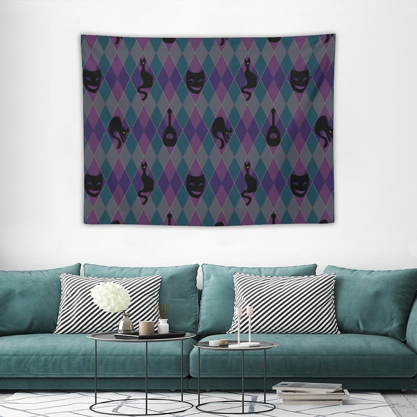 Catty Troubadour Horizontal Tapestry--30x40 in/ 40x60 in
