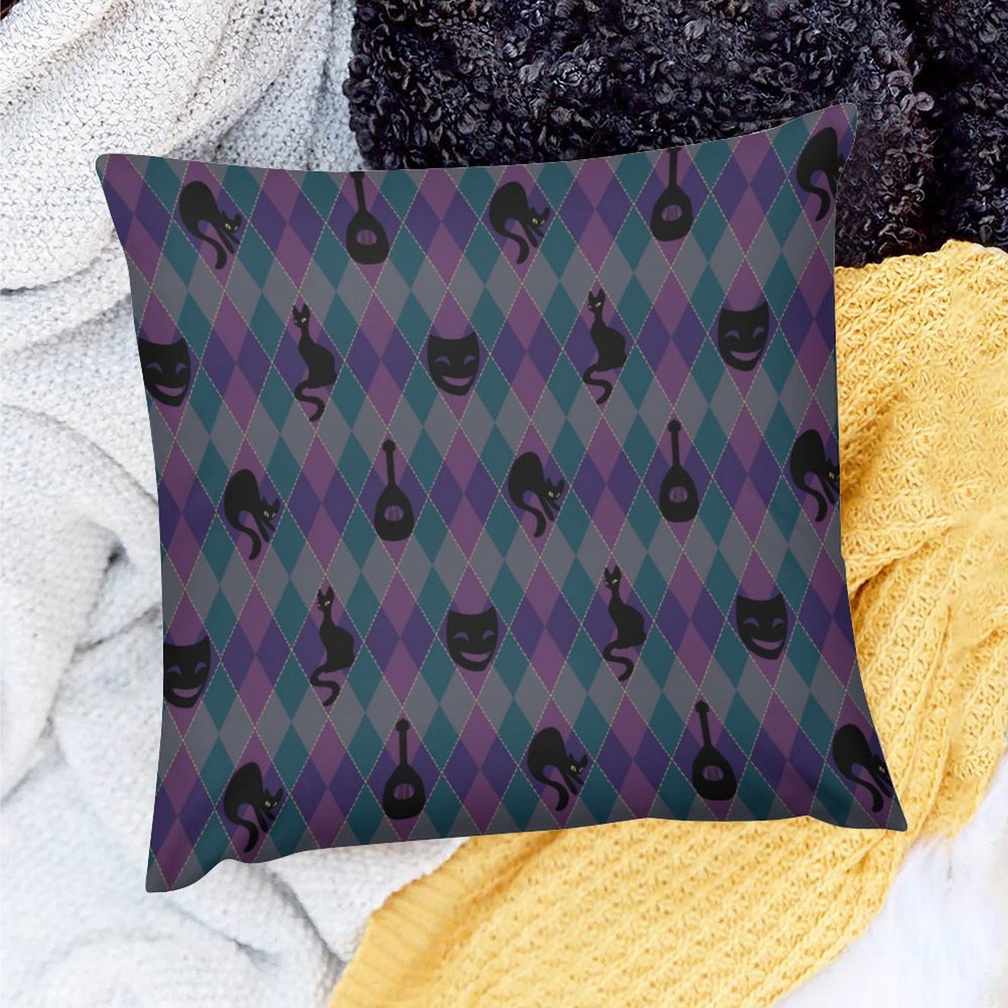 Catty Troubadour Square Plush Throw Pillow Cover (Pillow Excluded) (Dual-sided Printing)