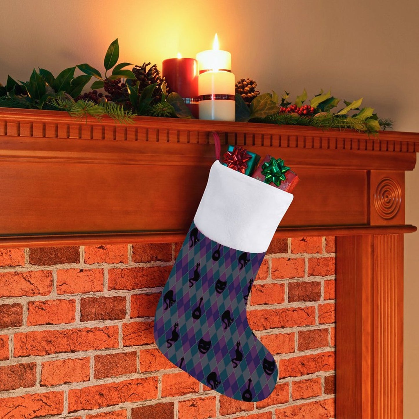 Catty Troubadour Personalized Santa Stocking