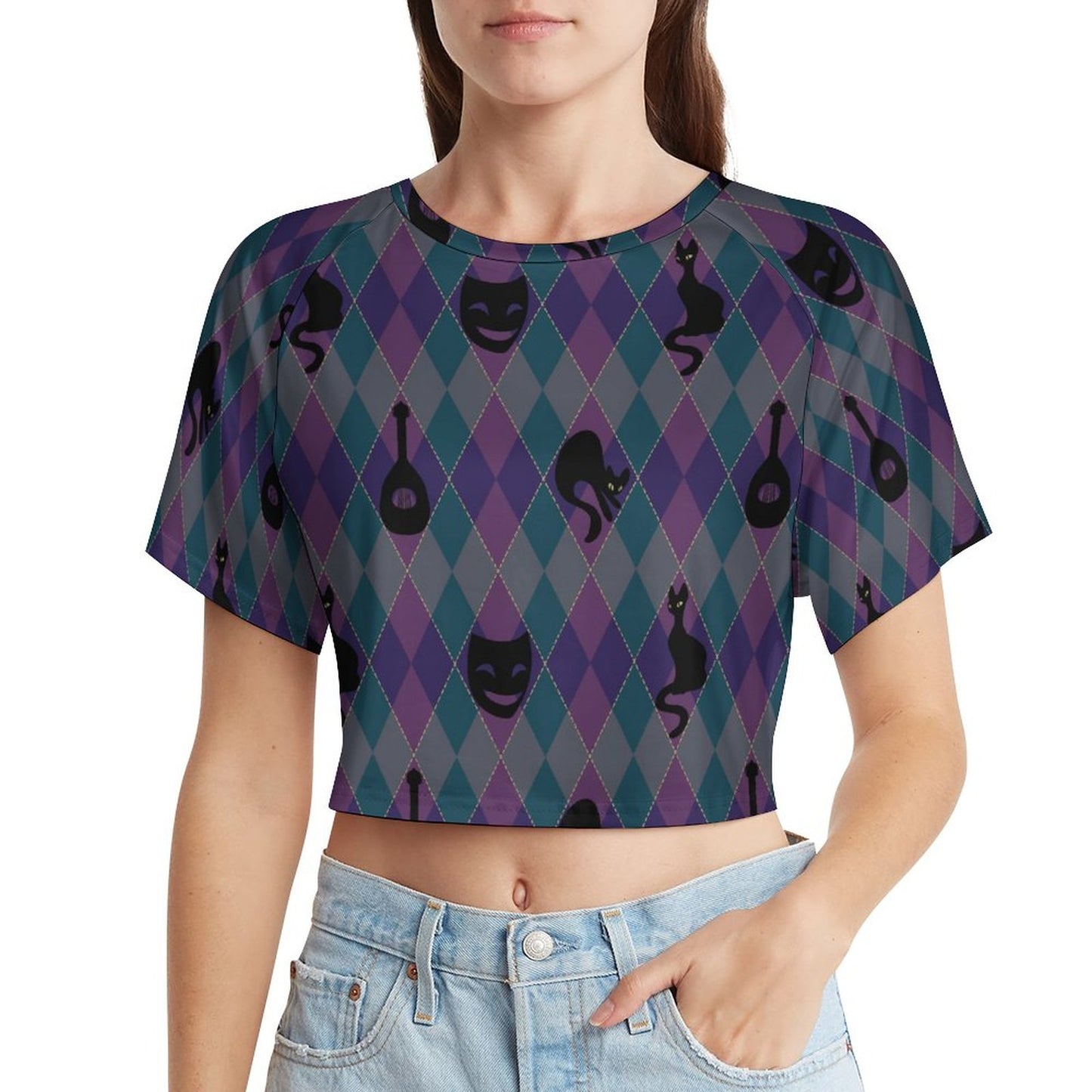 Catty Troubadour Short Sleeve Navel Shirt Baby Tee NT29 (All-Over Printing)