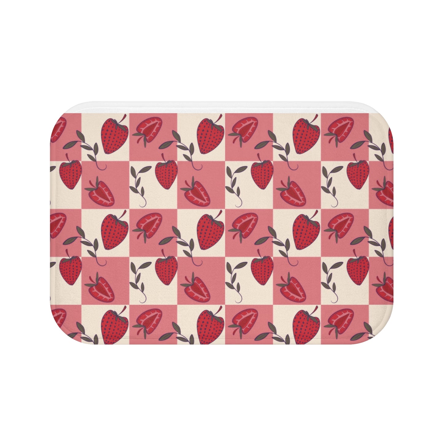 Strawberry Checkers Bath Mat