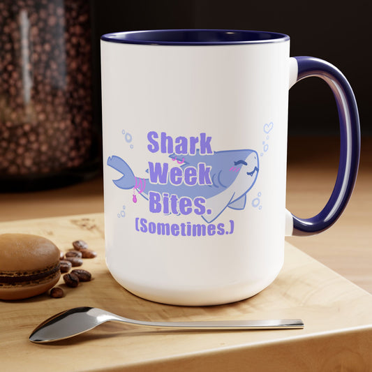 Shark Week Bites Two-Tone Coffee Mugs, 15oz