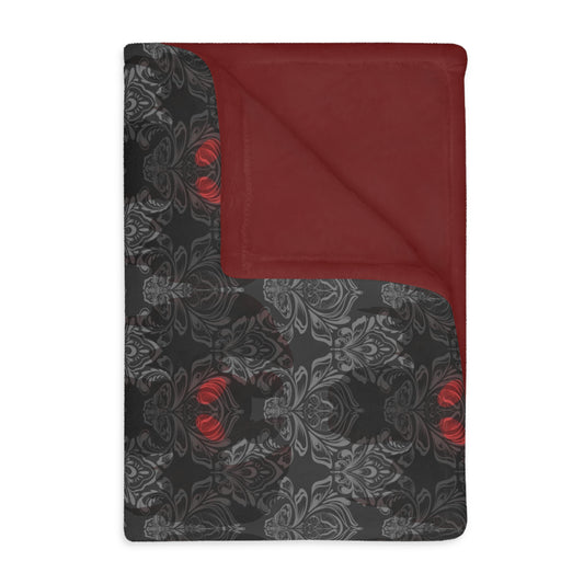 Mothman with Solid Red Velveteen Microfiber Blanket