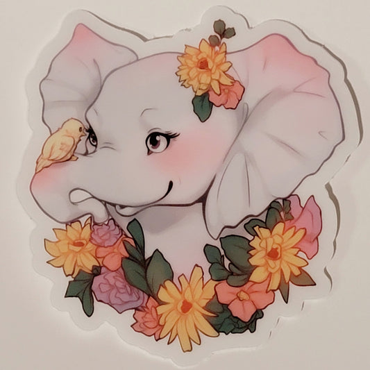 Floral Elephant Sticker