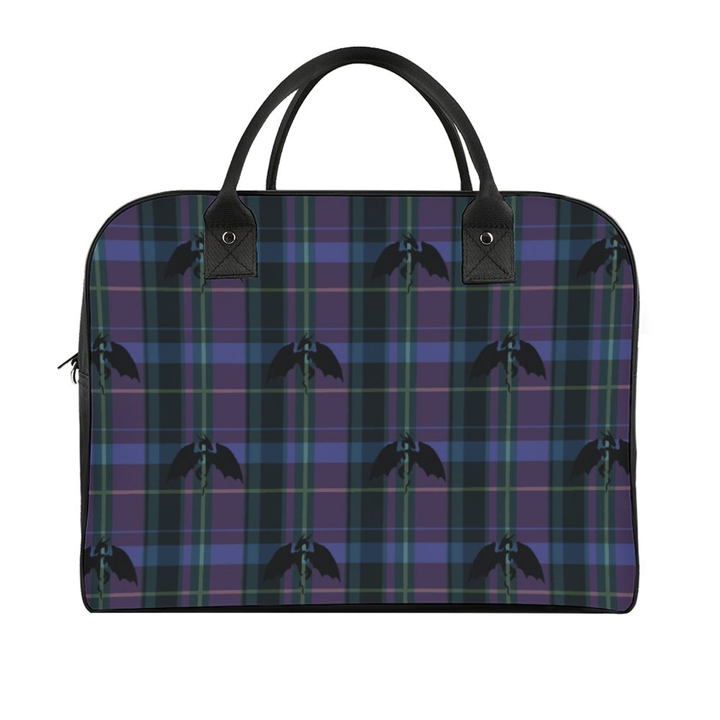 Plaid Dragons Carry On Sized Travel Bag With Shoulder Strap