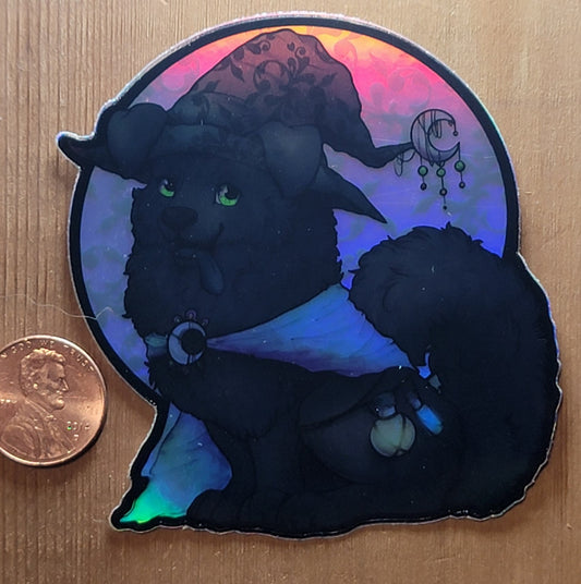 Holographic Witchy Pup Sticker