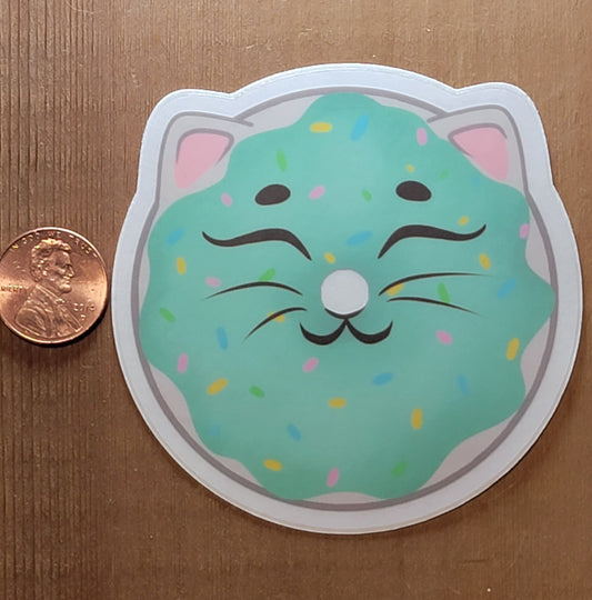 Green Donut Cat Sticker